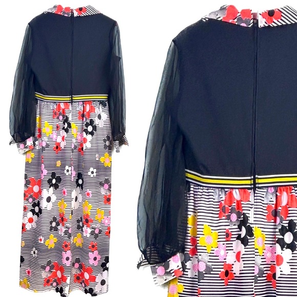 Vintage 🌸 70s Funky Floral Maxi Dress - Picture 2 of 4